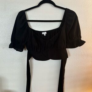 Black Puff Sleeve Top